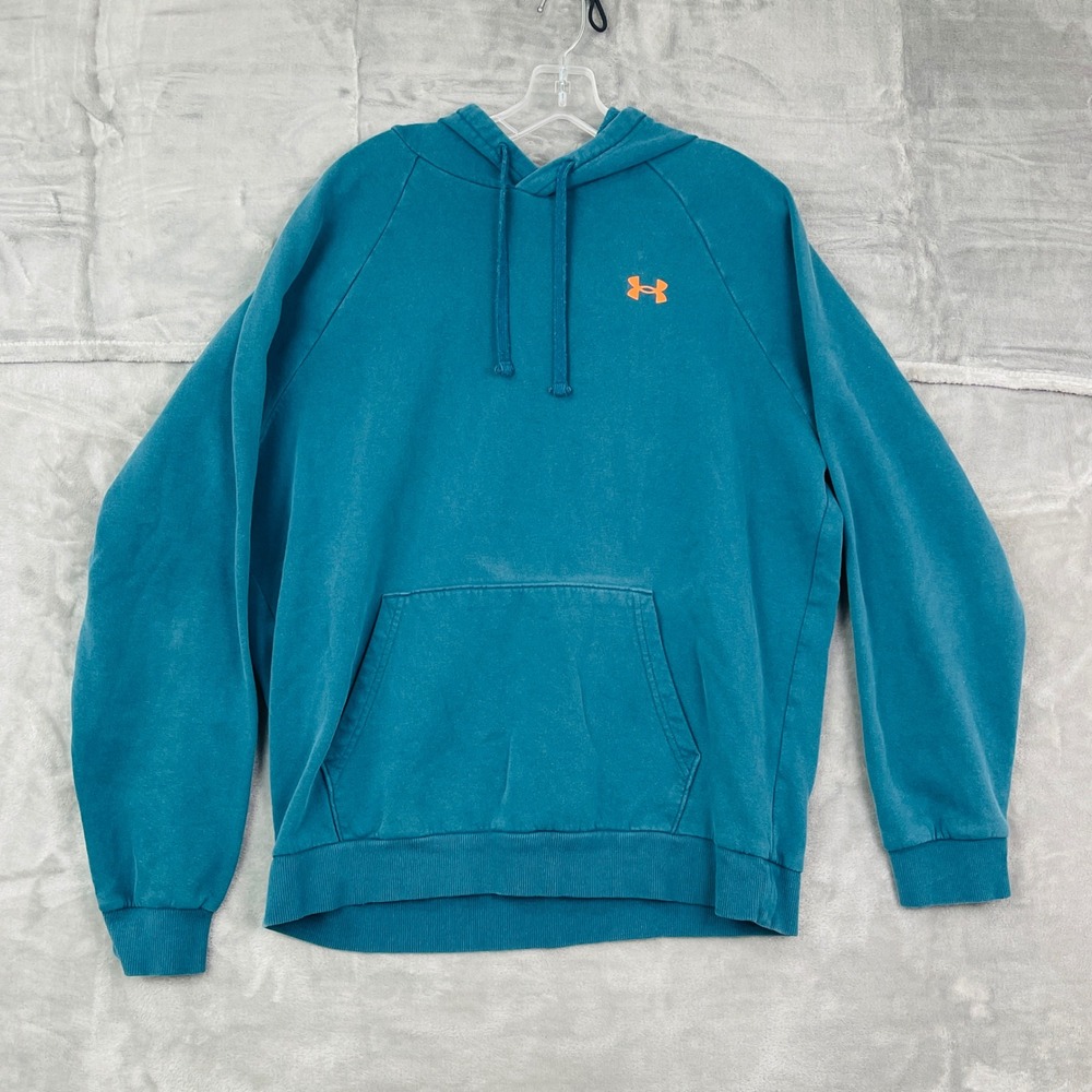 Under Armour Hoodie Mens Large Graphic Mountain Teal Blue Pullover Good